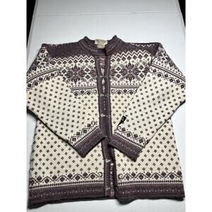 Dale Of Norway Purple And Cram Nordic Norwegian Clasp Front Cardigan Sweater M